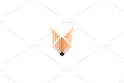 Fox lines art logo design template