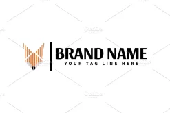 Fox lines art logo design template
