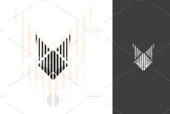 Fox lines art logo design template