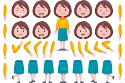 Front View Cute Girl Characters Pack