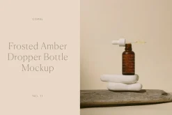 Frosted Amber Bottle Mockup No. 11