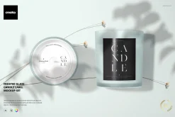Frosted Glass Candle Label Mockup