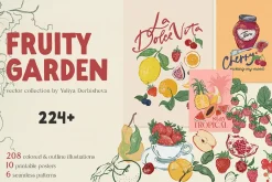 Fruit illustration vector poster