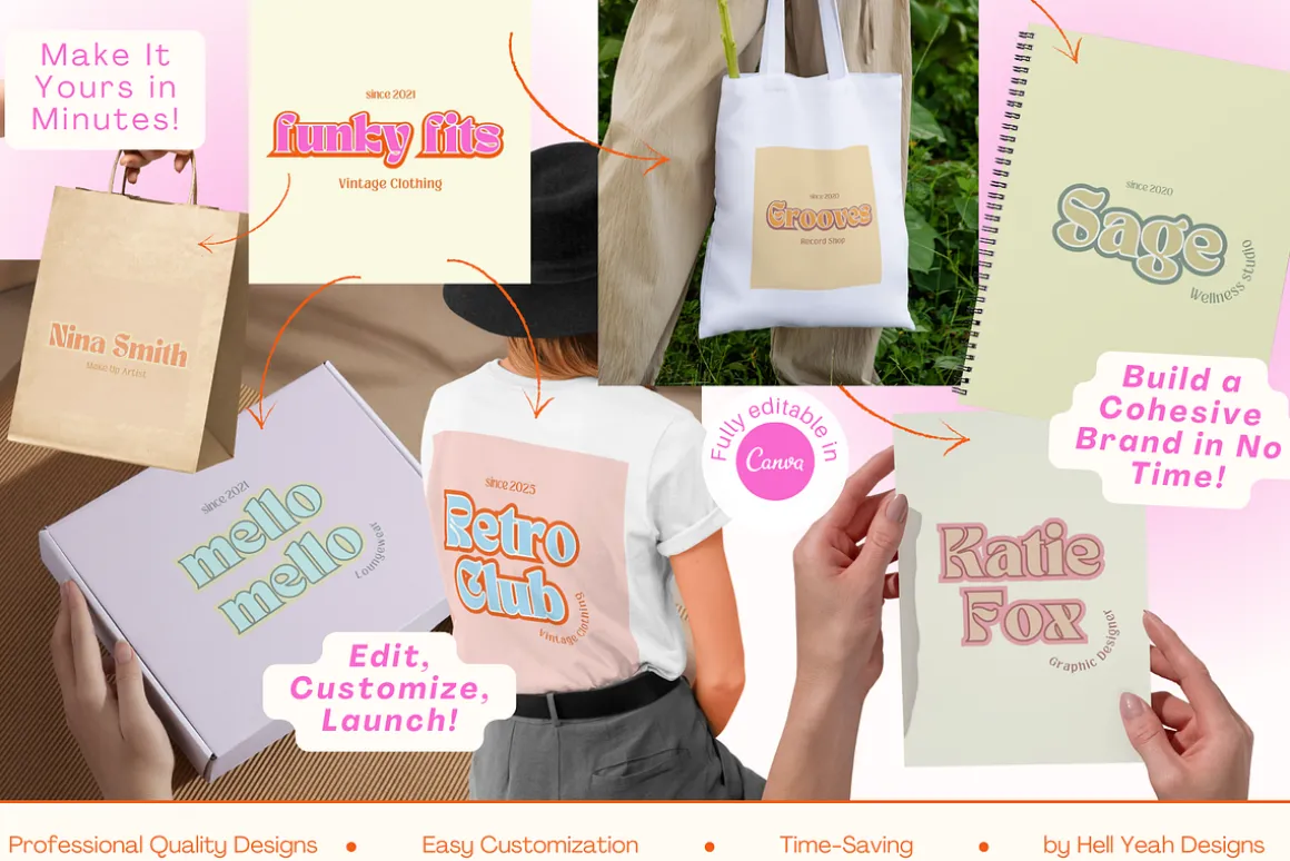 Funky Retro Logo Branding Kit