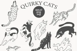 Funny Cats Line Art Bundle