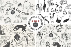 Funny Cats Line Art Bundle