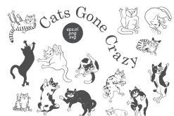 Funny Cats Line Art Bundle