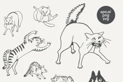 Funny Cats Line Art Bundle