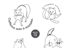 Funny Cats Line Art Bundle