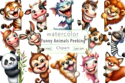 Funny Animals Peeking Around Corner