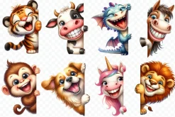 Funny Animals Peeking Around Corner