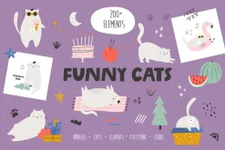Funny cats - Clipart collection