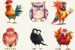 Funny Grumpy Birds Clipart