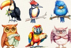 Funny Grumpy Birds Clipart