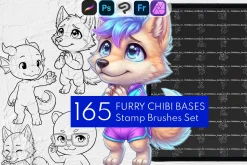 Furry Chibi Bases Procreate Stamps