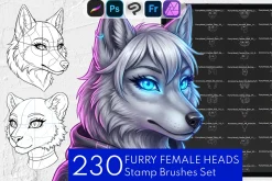 Furry Female Head Procreate Stamps