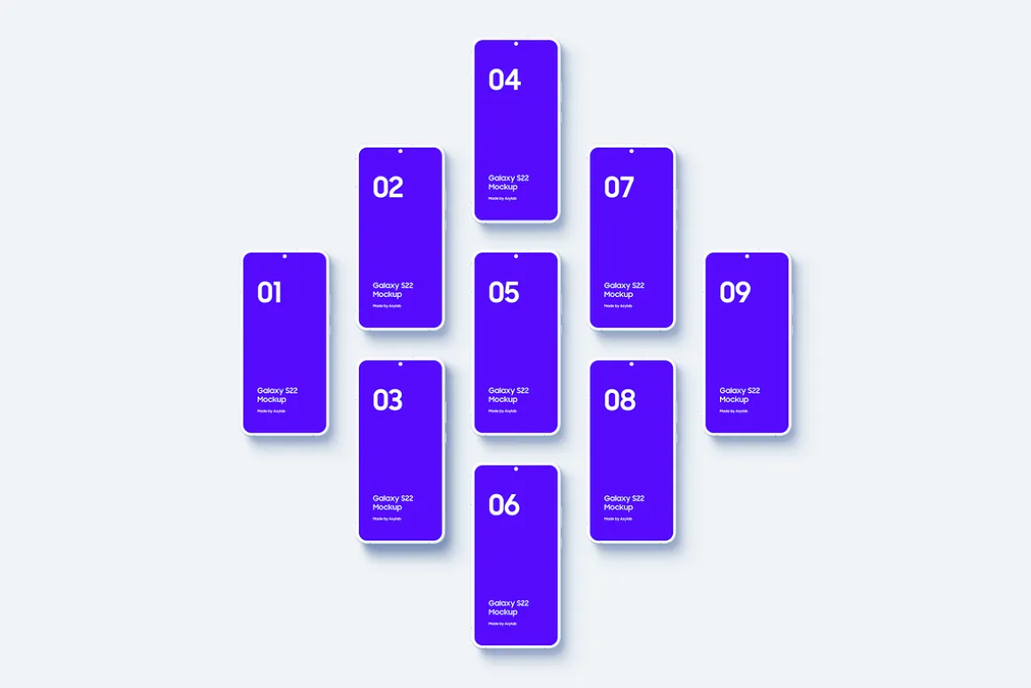Galaxy S22 - 20 Clay Mockups Scenes