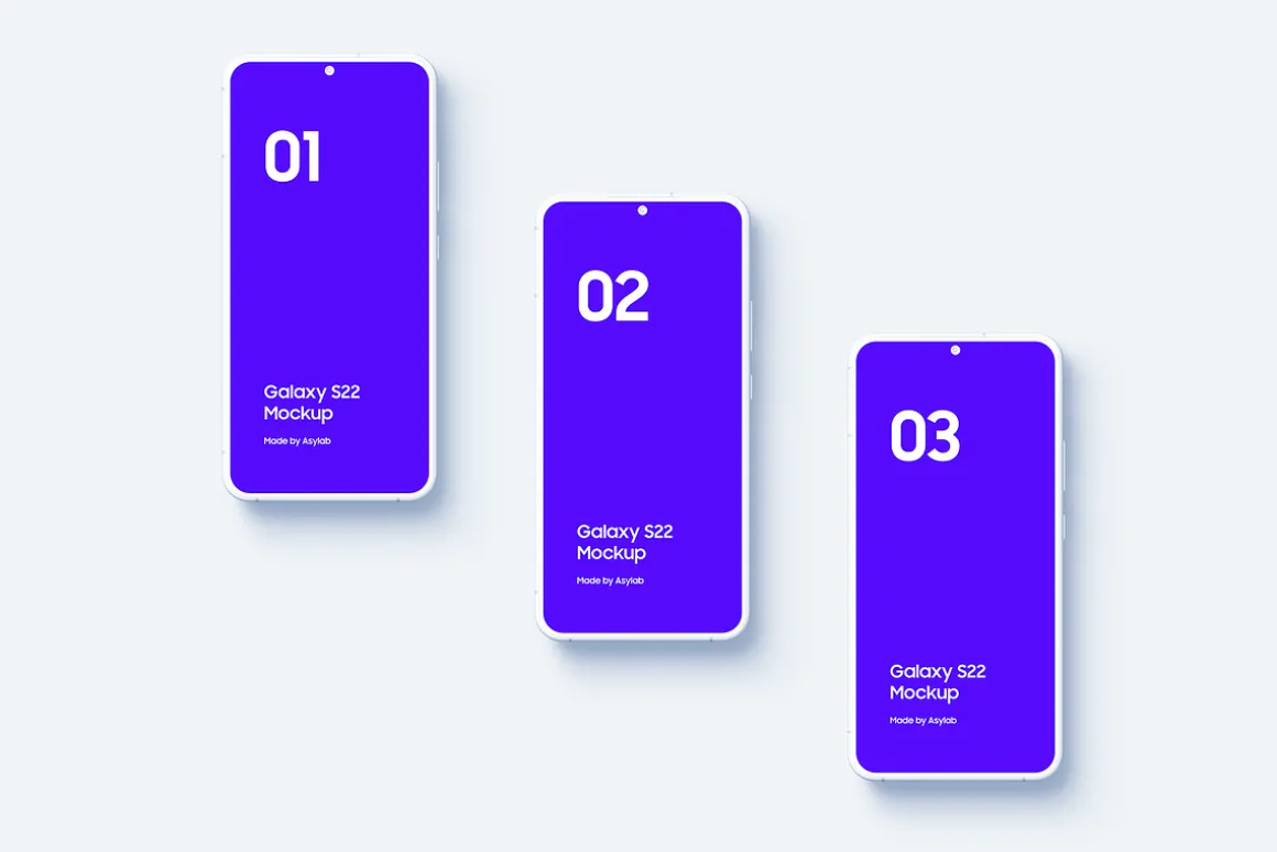 Galaxy S22 - 20 Clay Mockups Scenes