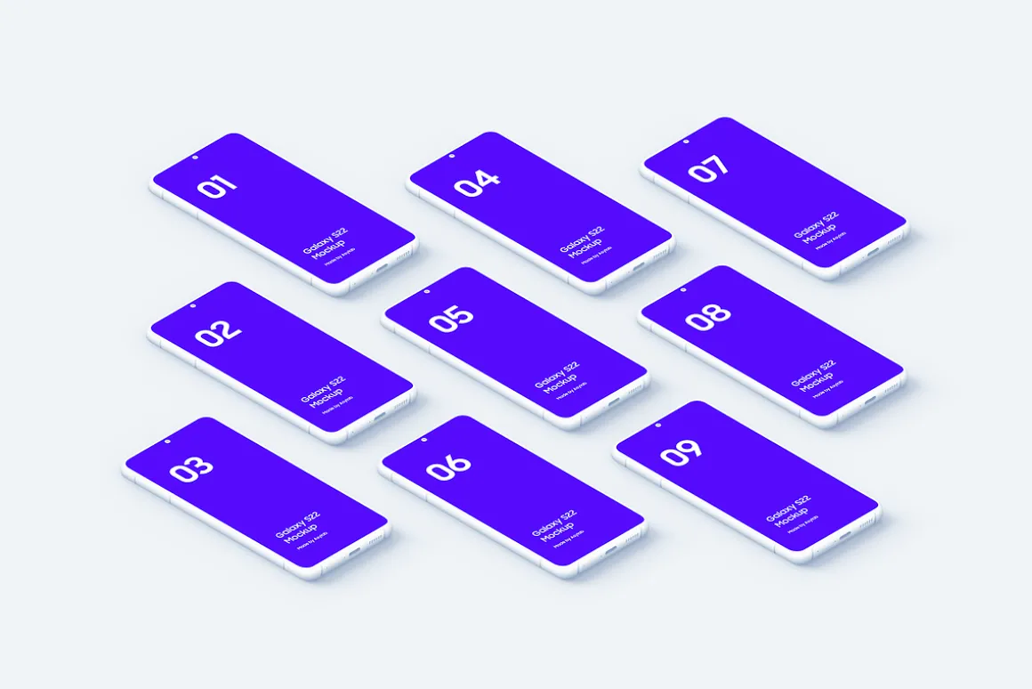 Galaxy S22 - 20 Clay Mockups Scenes