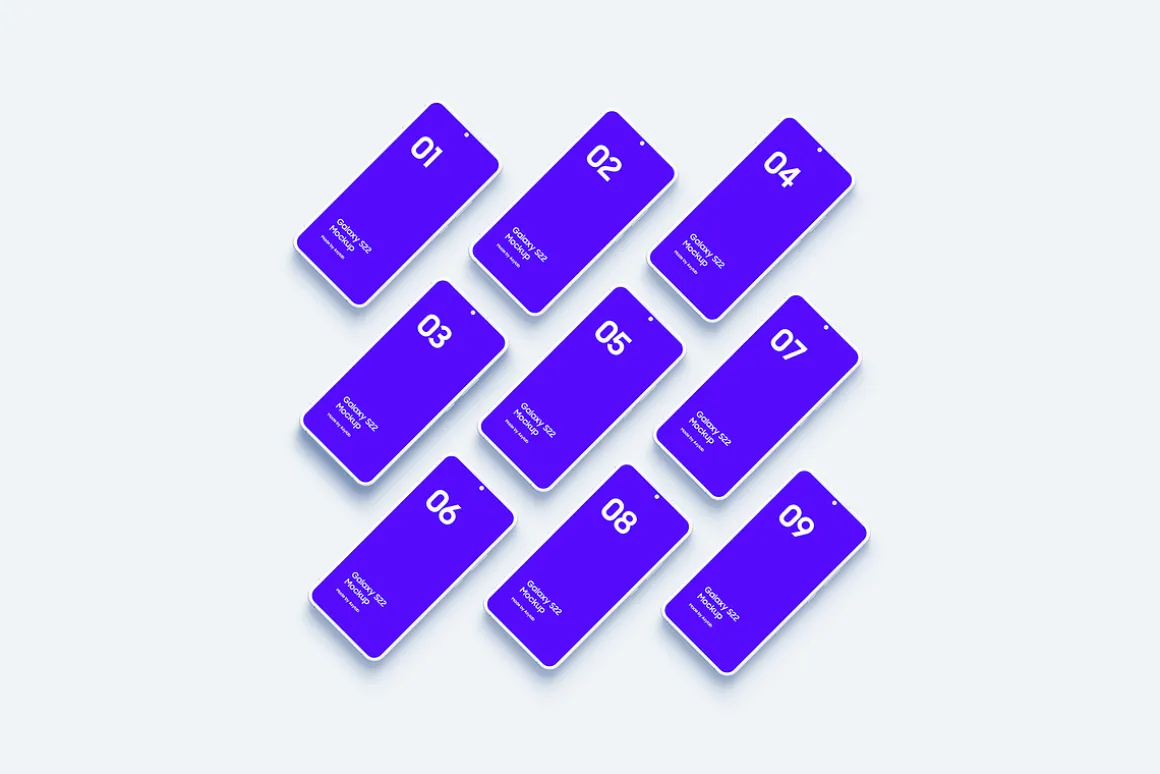 Galaxy S22 - 20 Clay Mockups Scenes