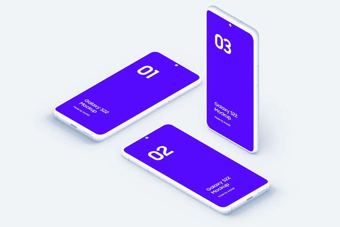 Galaxy S22 - 20 Clay Mockups Scenes