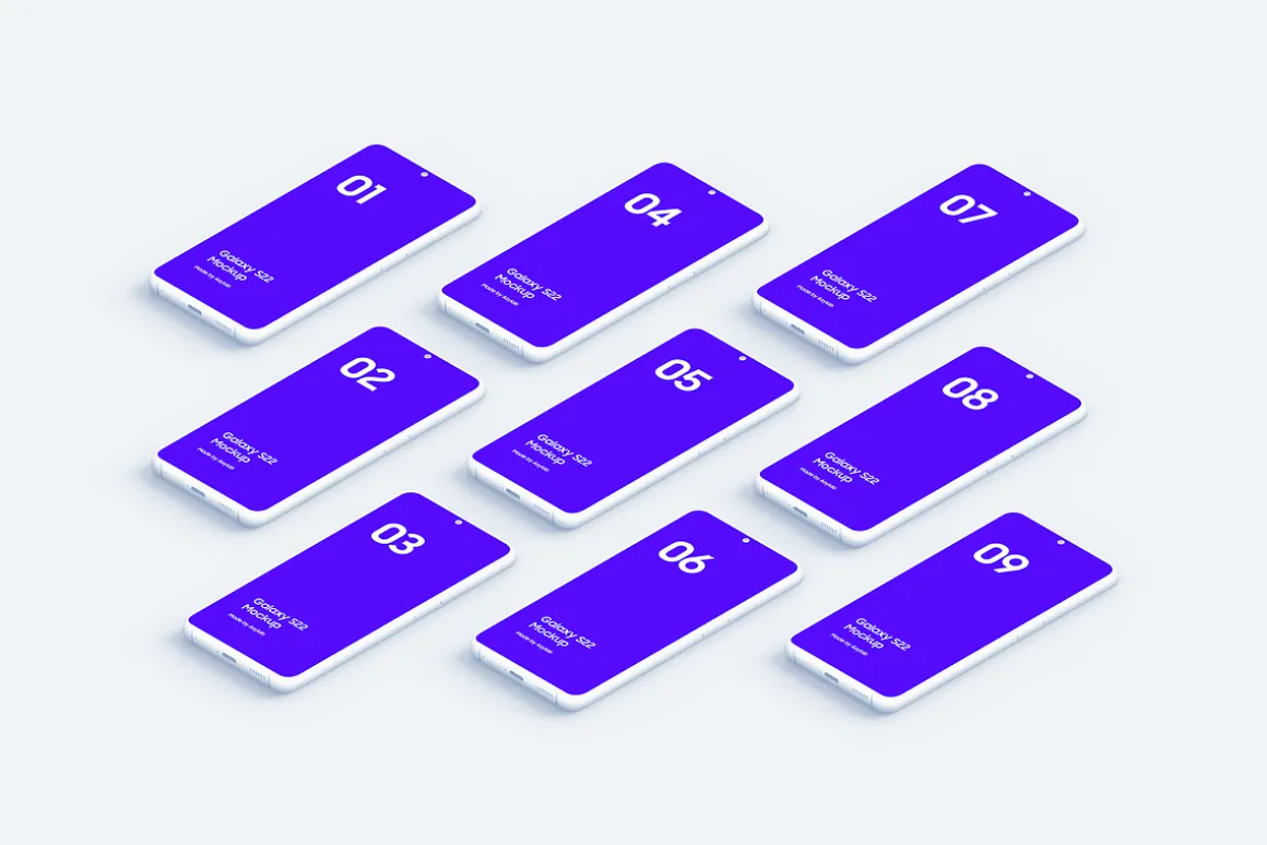 Galaxy S22 - 20 Clay Mockups Scenes