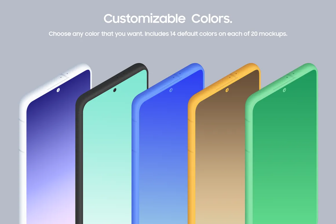 Galaxy S22 - 20 Clay Mockups Scenes