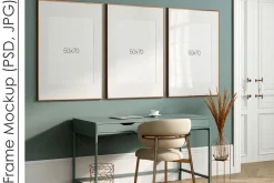 Gallery Wall Mockup PSD JPG