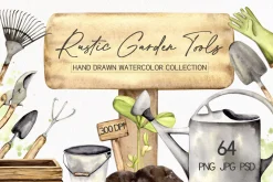 Garden Tools Watercolor Set