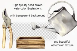 Garden Tools Watercolor Set