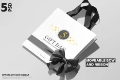 Gift Bag Mockup with Ribbon and Bow