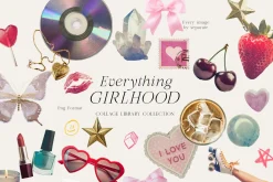 Girlhood collage scrapbook lace bows
