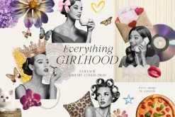 Girlhood collage scrapbook lace bows