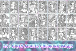 Girls Adults Coloring Page Bundle
