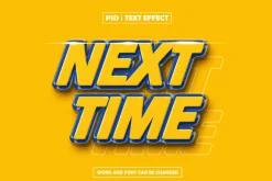 Glossy 3d next time text effect