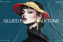 Glued Paper Halftone Photo Effect