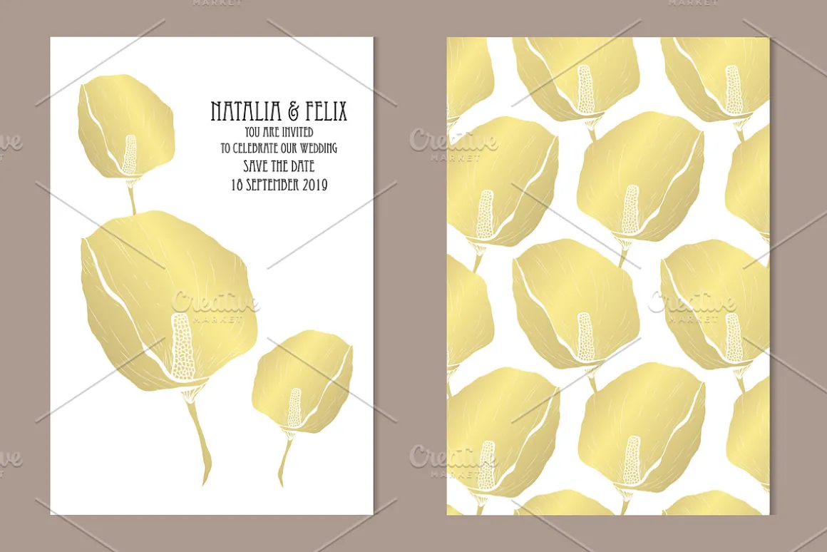 Golden Calla Card Template