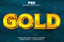 Golden 3d Editable Text Effect font