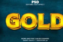 Golden 3d Editable Text Effect font