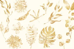 14 Gold foil floral stamps clip arts