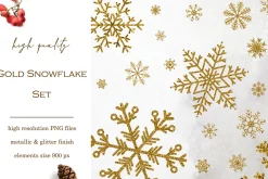 64 Gold foil & glitter snowflakes