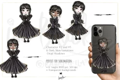 Gothic School Nerd Girl Clipart