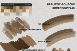 Gouache Procreate Brush Kit of 23
