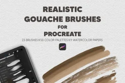 Gouache Procreate Brush Kit of 23