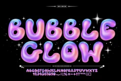 Gradient 3D bubble font vector