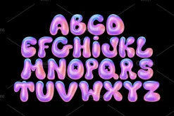 Gradient 3D bubble font vector