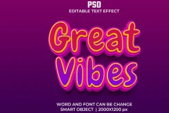 Great vibes 3d Psd Text Effect