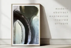 GREEN MODERN ABSTRACT BROWN ART