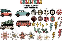 Groovy Christmas Clipart & Patterns