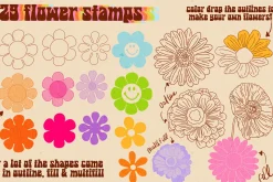 Groovy Procreate Stamp Brush Set